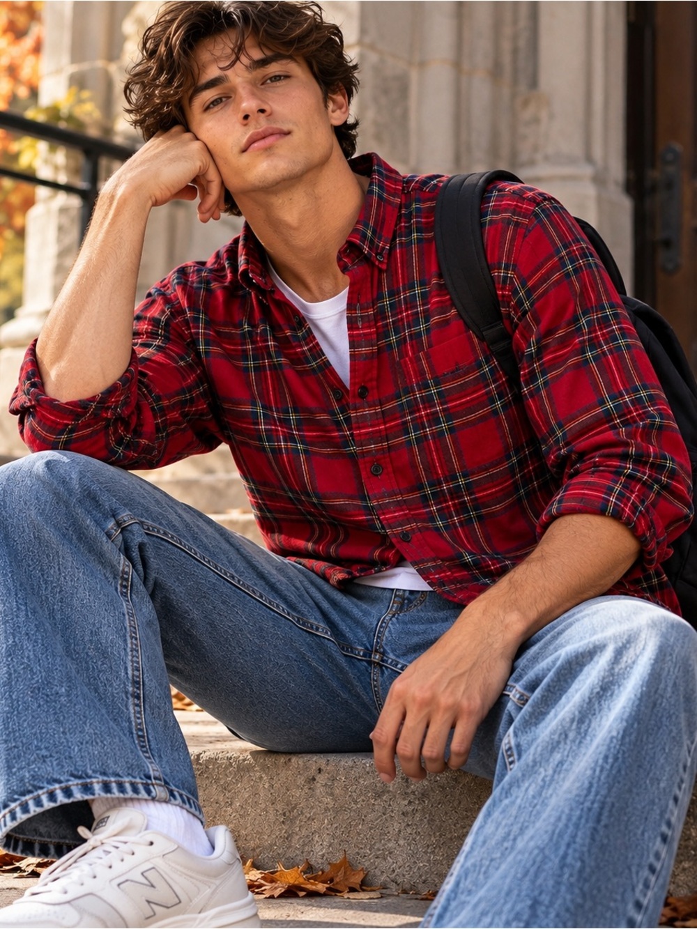 Abercrombie & Fitch Soft A&F Flannel Red Plaid Cotton Button Down L Preppy